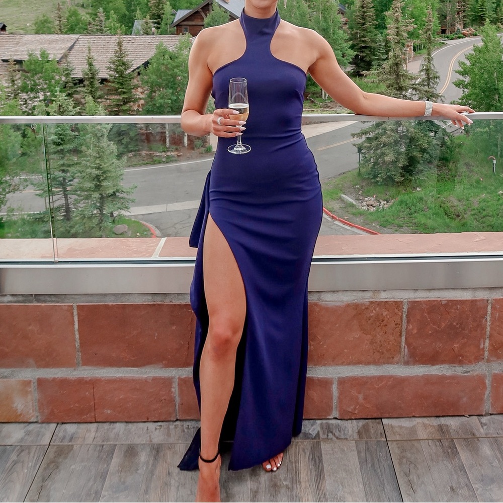 High Neck Maxi Dress with Slit